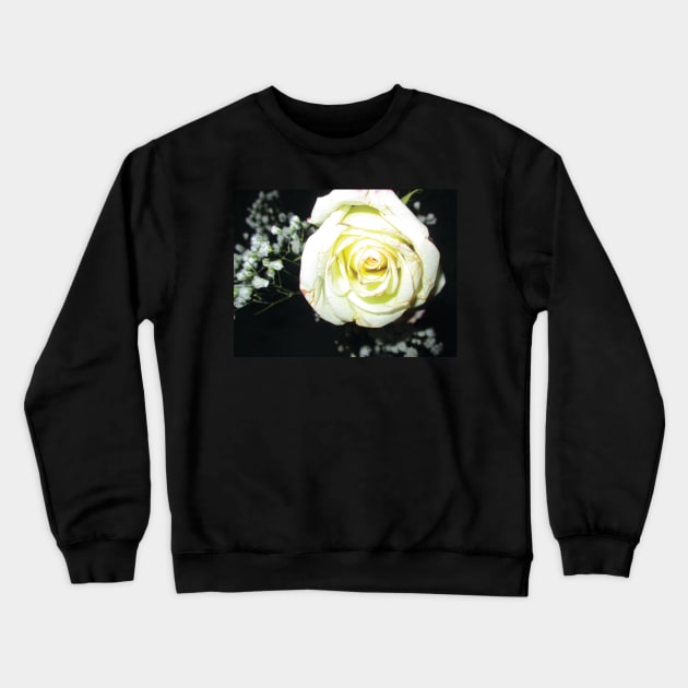 Beautiful white Rose Crewneck Sweatshirt by PandLCreations